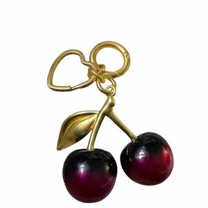 Gold and Red Cherry Keychain